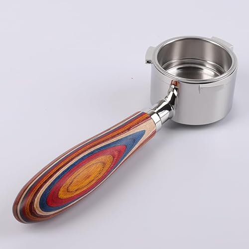 CAPFEI Portafiltro sin fondo, 51 mm, solo compatible con DeLonghi Dedica EC680/EC685/EC885 con 3 orejas, cesta de filtro de 0,3 mm poros, color mango de madera