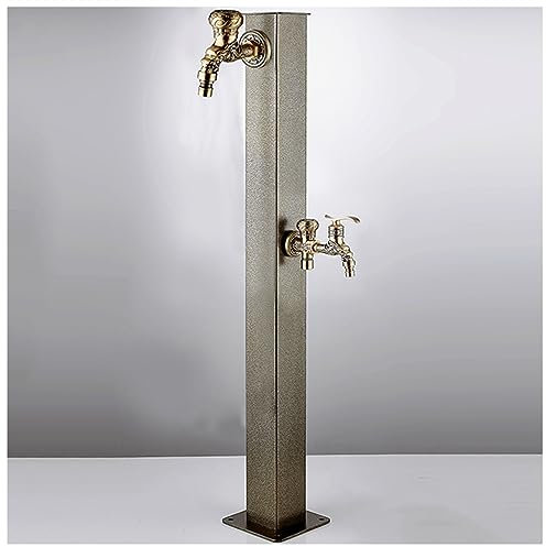 CCKUYT Fontaine de Jardin autoportante en Acier Inoxydable, Colonne de Robinet, Fontaine d'extérieur, Robinet de Cour, Patio