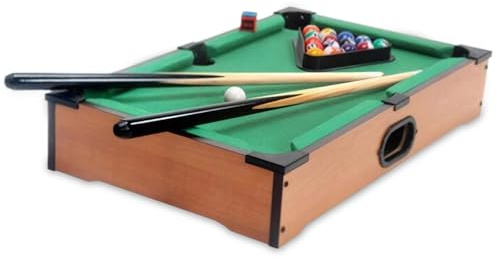 Table Top Mini Pool Table for Kids Adults – Small Pool with Billiards Balls Cues and Triangle Rack Portable, 10.2x13.8x2.8 Inch
