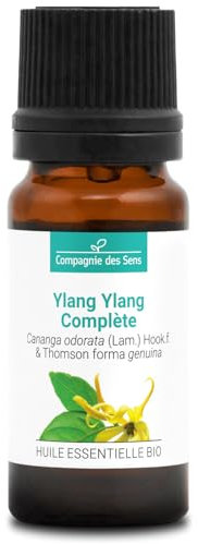 YLANG YLANG COMPLETO - 10 mL - Aceite Esencial Orgánico de Calidad Superior - 100% Puro, Natural, Quimiotipado y Certificado AB