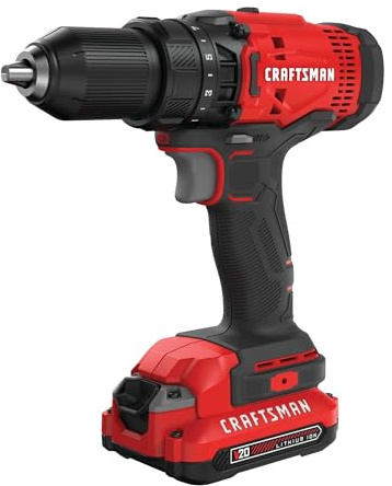 CRAFTSMAN V20 Cordless Drill/Driver Kit, 1/2 inch, Battery and Charger Included (CMCD700C1)