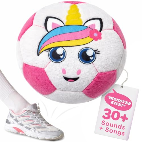 Move2Play, Hilariously Interactive Toy with Music & Sound Effects | Birthday Gift for Boy & Girl | Ball for Toddler & Baby | Indoor/Outdoor | Age 6, 9, 12+ Month | 1, 2, 3+ Year Old (Soccer Pink)