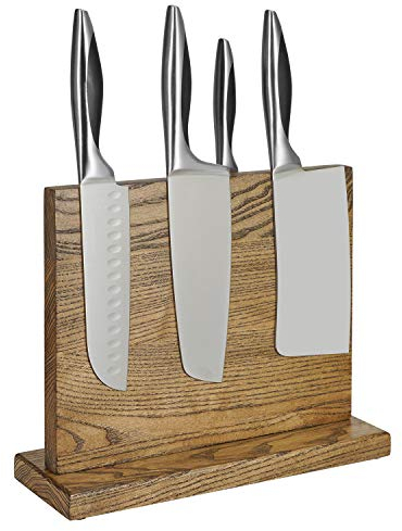 Magnetic Knife Block, Wood Knives Storage Holder Double Side Magnet Magnetic Knife Board (Knives Not Included) Kitchen Cutlery Block with Anti Slip Pad Space Saver Magnetic Block Organiser