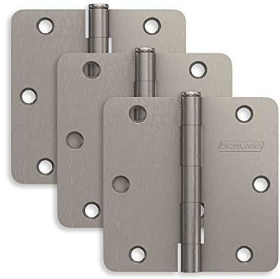 Schlage 3.5 Door Hinge with 1/4 Radius Round Corner in Satin Nickel (3-Pack)