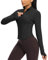 QUEENIEKE Damen Sportjacke Laufjacke mit Lycra Elasthan – Zip-Up Trainingsjacke für Gym Tops Yoga Fitness BBL Running-Jacken (Schwarz, 42-44)