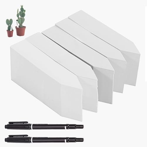 500 Stück Pflanzenschilder, 10 x 2 cm Pflanzenetiketten Set, Weiß Pflanzenetiketten, Pflanzenschilder mit 2 Filzstiften, Pflanzen Zubehör für Gärten, Obstgärten, Gewächshäuser und Kleine Topfpflanzen