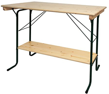 Mendler Stehtisch HWC-L67, Biergartentisch Biertisch Bierzelttisch Campingtisch, klappbar Metall Kiefer Holz 110x125x70cm FSC®