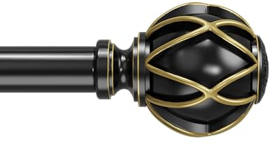 Curtain Poles,Top Thick Tube, Never Bend, Adjustable Single Drapery Pole 45 to 230 cm (17.7-91.0 inch), Black Curtain Poles for Windows 40 to 225 cm