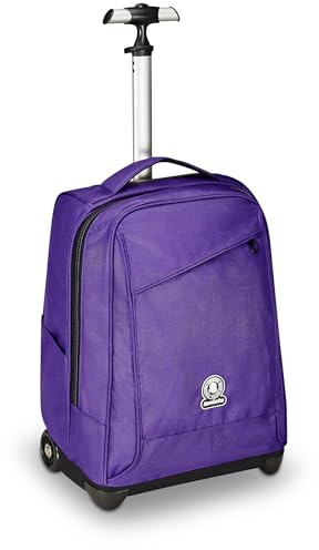 Invicta Chariot scolaire Bénin Solid, Violet, 2 en 1, avec bretelles à usage sac à dos, poche porte-bouteille et porte-ordinateur portable, école et voyage, garçons, aubergine, Taglia unica, Scolaire
