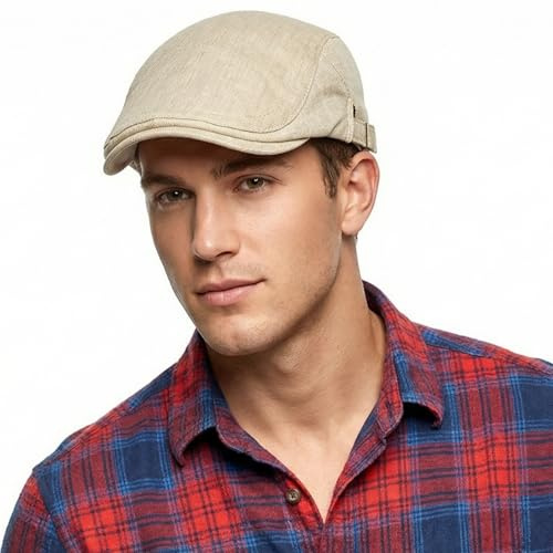 BUDUBIBI Baumwolle Baskenmütze Flatcap Herren Sommer Schirmmütze Newsboy Cap - Schiebermütze Herren Sommer Hut Verstellbare Cabbie barett Cap