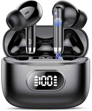 Ecouteurs Bluetooth sans Fil, Écouteurs Bluetooth 5.3 Hi-FI Son Stéréo, 50 Heures Durée de Lecture, Contrôle Tactile Oreillette Bluetooth avec Écran LED, Casque Bluetooth IP7 Etanche