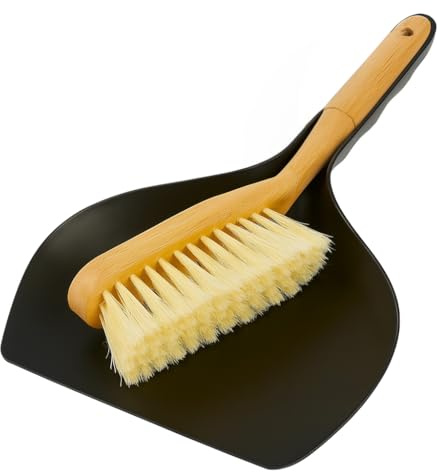 BH | Bamboo Dustpan and Brush Set | Dustpan with Bamboo Handle Brush | Portable | Mini Dustpan and Broom Set | For Household Cleaning, Sturdy & Effective Dustpan for Convenient Sweeping - BEST HOUSE