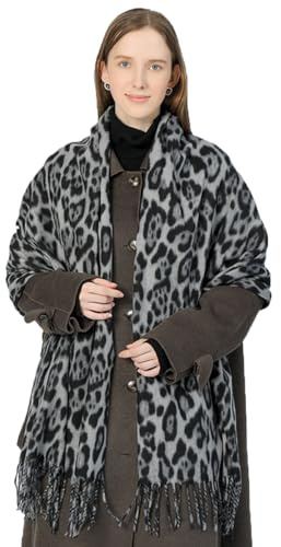 MAKFORT Écharpe XXL pour femme classique à rayures pour l'automne, l'hiver, chaude et super longue étole pour femme avec pompons