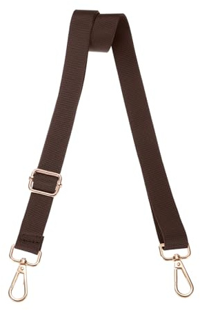 QUARKZMAN Correa Ancha De Hombro Ajustable De 2.5cm para Bolso Bandolera O Bolso De Mano Color Marrón Oscuro con Hebilla Dorada Clásica