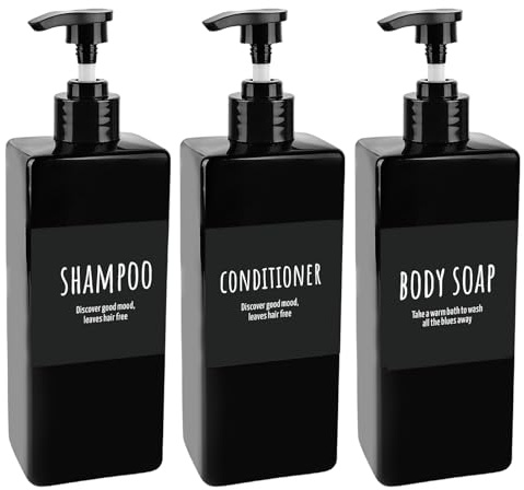 Shampooflaskor för påfyllning 500 ml - 3-pack Påfyllningsbara shampoodispenser Plastpumpflaska Duschgel Tvättmedeldispenser