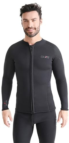 A,M,Chaqueta de Traje de Neopreno para Hombre, 3 mm con Cremallera Frontal, Manga Larga, Calidez y Comodidad para Natación, Snorkel, Buceo, Kayak y Deportes Acuáticos