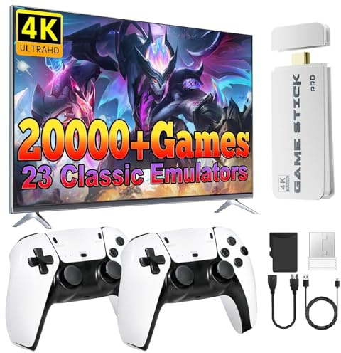 Upgraded Retro Games Console, Retro Game Stick Built-in 20,000+ Classic Games with Wireless Controller, Plug & Play for TV HDMI, Retro Game Console for Family and Adult (X1)