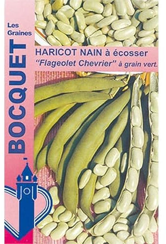Sachet de graines de Haricot nain à écosser flageolet chevrier vert 115g - 115 g - Haricot nain à écosser - LES GRAINES BOCQUET