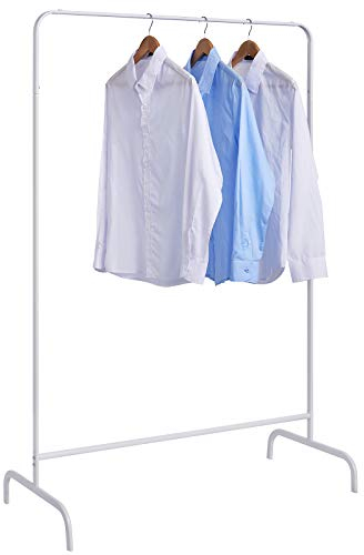 eSituro Kleiderständer Wäscheständer Garderobenständer Hängeregal Kleiderstange Garderobe Ständer aus Metall Weiß ca.99x46x152 cm