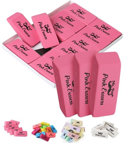 Mr. Pen Radiergummi, 12 Stück, Bleistiftradierer, groß, Schulbedarf, Radiergummi für Künstler und Studenten