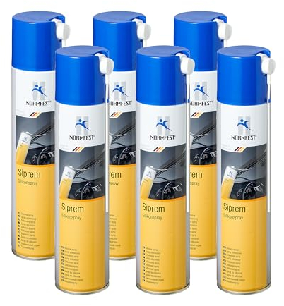 Normfest Siprem – Premium Silikonspray für Kunststoff & Gummi, Gleitmittel & Pflege, antistatisch, wasserabweisend, temperaturbeständig bis +250 °C, Geräuschreduzierung, 6x 400 ml