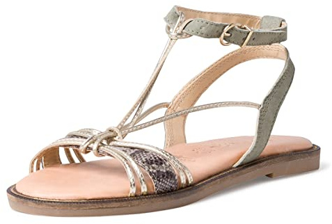Tamaris Sandales style romain pour femme 1-28117-26 Bleu, Soft Sage Gold, 36 EU