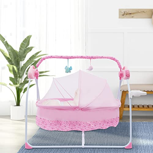Automatische Elektrische Baby Wiege Babywippe Schaukelstuhl, Mit Musik Automatik Babywippe,0-18months Baby (rosa)