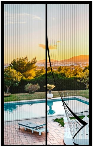 METAONLY Magnetic Screen Door Mesh, Works for Patio, Sliding Door, Keeps Bug Mosquito Out, Fresh Air Flow, Fits 38 x 80 Door - Curtain Size 40 x 82, Black