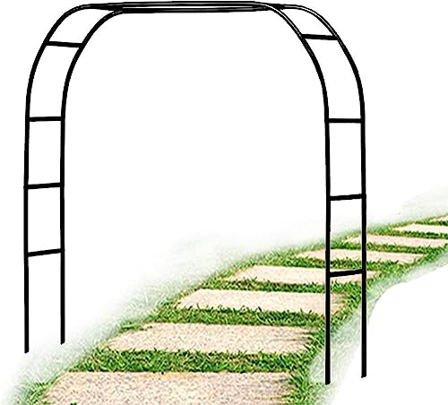 MISKYN Heavy Duty Metal Garden Arch Trellis 1.2M 1.4M 1.8M 2.4M 3M 3.5M Wide Weather-Resistant Rose Arches Wedding Archway Frame, Garden Entrances Decoration Arch Stand,Black,W3M*H2.2M