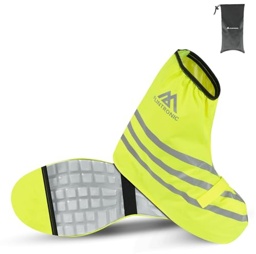 flintronic Copriscarpe da Ciclismo Impermeabili, Copriscarpe da Bicicletta Unisex, Copriscarpe Regolabili con Parapioggia con Catarifrangenti per Ciclismo, XL