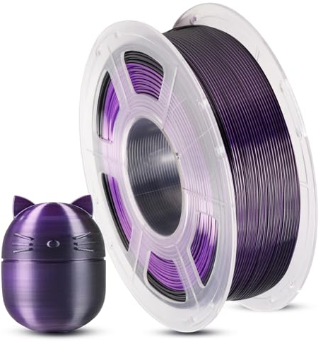 ANYCUBIC Silk PLA Filament, Dual Color PLA Silk Filament 1,75mm, 360° Farbwechsel 3D Drucker Filament, Seidentexturen Prächtige Farbe 1KG Schwarz Lila