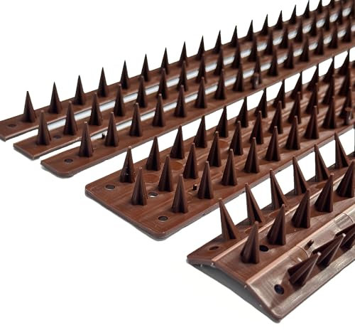 EarlyGrow Fence Wall Spikes Garden Security Guard Anti-Climb Cat Bird Intruder Pest Deterrent - Made in the UK (10-Pack (5m), Brown)