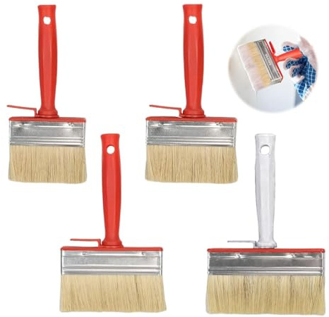4 Piezas Pinceles de Pintura, Juego de brochas de Pintor, Set brochas Pintor, Pack de brochas para Pintar, Pinceles de Pared, adecuadas para Revestimiento Exterior, Pintura y decoración del hogar.
