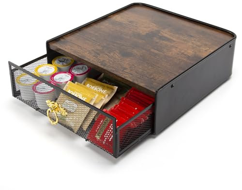 SYSYLY Organisateur pour dosettes de café avec tiroir, boîte de rangement pour capsules de café, boîte à thé, boîte à thé pour cuisine, bureau.