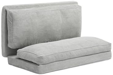 VEVOR 3 in 1 Klappsofa faltbares Schlafsofa mit 2 Kissen & waschbarem Bezug, umwandelbarer Schlafsessel aus 25D Memory Foam, Couch für Wohnzimmer Schlafzimmer, Hellgrau (Full / 2410 x 1360 x 120 mm)