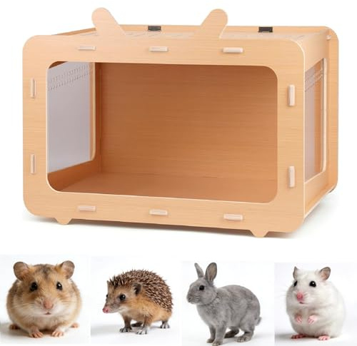 MUYIRTED Wooden Hamster Cage, Visible Large Rat Cage With Lid, Small Animal cage Are Used For Syrian Hamsters, Guinea Pigs, Ferrets, Cats, Pygmy Rabbits, Hamster Digging Box - 80x51.5x50cm