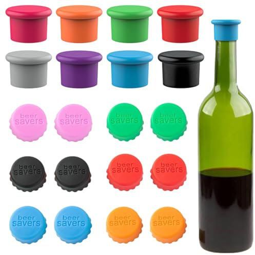 CATOR Tappi Colorati per Bottiglie, 20 Pezzi Tappo per Bottiglie di Birra, Tappi per Bottiglia in Silicone Riutilizzabile, per Birra, Champagne, Vino, Acqua, Bevande, Succo di Frutta e Vetro