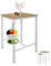 BeFair Bartisch Set Eiche und Weiß - Stehtisch mit 2 Barhockern - Hochtisch mit Barstühlen - Tisch 60x60x100 cm, Hocker 70 cm Höhe für Küche