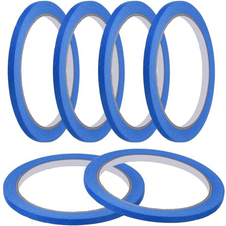 sourcing map Masking Tape 5 mm x 20 Meters Painter's Tape Blue Paint Tapes for DIY Crafts Arts Drawing Decoration Labeling Car Painting Artist Teachers, Pack of 6