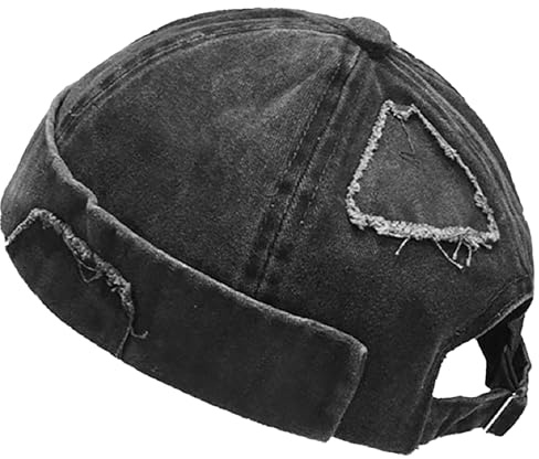 LXOrdora Mens Sailor Hats Brimless Denim Docker Caps Beanie Black