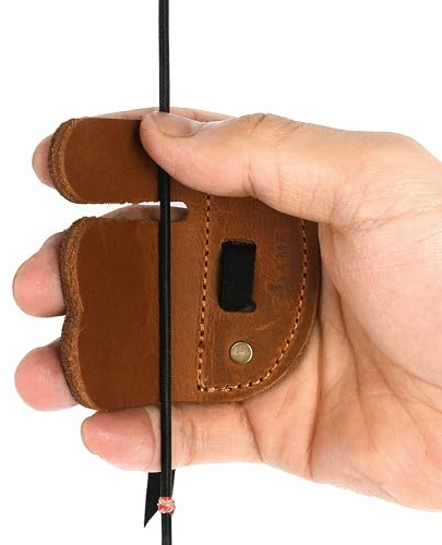 SHARROW 2 protectores de dedos de piel de vaca, guantes de tiro con arco, protectores de mano para tiro a izquierda/derecha, disponibles para caza con arco recurvo (diestros, M)