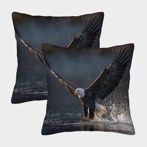kaiyun Águila Calva en Vuelo en picado con Las alas Completamente extendidas Funda De Cojín De Almohada Cuadrada para Sofá 40x40cm 2 Paquetes con Cremallera