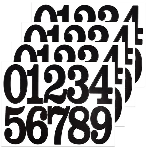 BINLINHONGO 40 Large Number Stickers, 4 Sheets 4 Inches 0-9 Sticker Decals