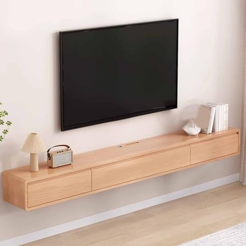 Pubstbos Floating TV Stand 120-240cm Wall Mounted TV Shelves with Door Multi TV Lowboard Storage Multi TV Lowboard Storage Compartment TV Media Console(200CM/78.7IN)
