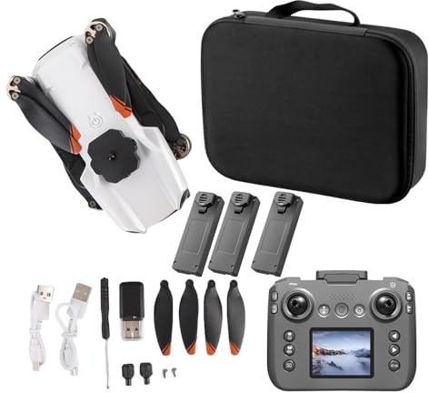 POENVFPO Drone RC contrôlé par écran S119, Moteur sans Balais, Positionnement par Flux Optique, Avion télécommandé, évitement d'obstacles, Quadricoptère Anticollision (3 Piles)