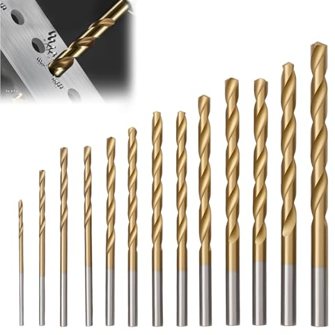 13pcs Metal Drill Bits Hss Cobalt Steel M35 Metric High Speed Steel Twist Drill Bit Set Straight Shank 1.5 to 6.5mm Extremely Heat Resistant for Stainless Cast Iron Plastic Drilling Tool Wood