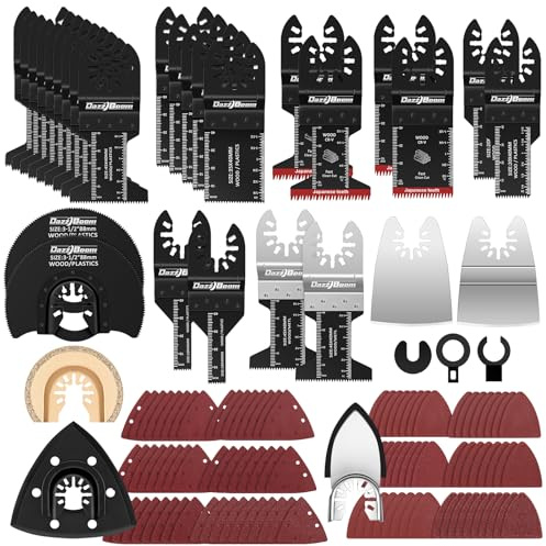 DazzBoom 135 tlg Multitool Sägeblätter, Mehrfachwerkzeug Zubehör Set für Holz Kunststoff Metall, Oszillierendes Sägeblatt Set Kompatibel mit mit Einhell Makita DTM51Z Dremel Parkside Bosch und mehr