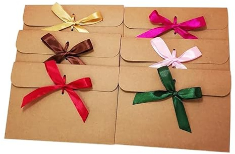 30 piezas Vintage Kraft Cinta Sobres,Sobre de Papel Kraft, Sobre de Cinta Vintage, con 30 Cintas,para Invitaciones, Cartas, Cumpleaños o Tarjetas Navideñas Hechas a Mano(6 Colores)
