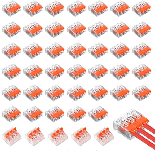 45 Pièces Connecteur Électrique Rapide avec Levier Bornes de Connexion Automatique 3 Entrées pour Installations Électriques à Pince de Gamme de Câbles de 0,14 à 4 mm²