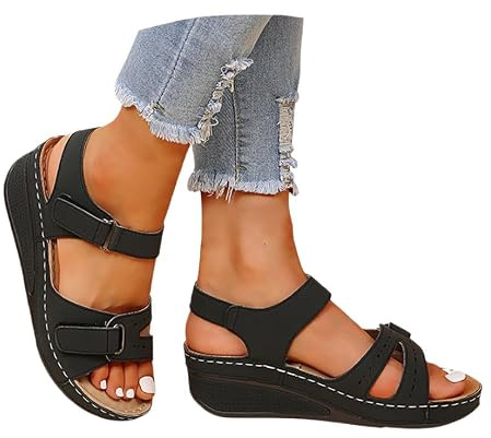 Sandales OrthopéDique Femmes ÉTé Sandales Femme éTé Sandale De Marche Femme Confortable OrthopéDique Plateforme Chaussures AntidéRapantes Respirantes BohêMe Bout Ouvert Sandale Avec Talon Bloc